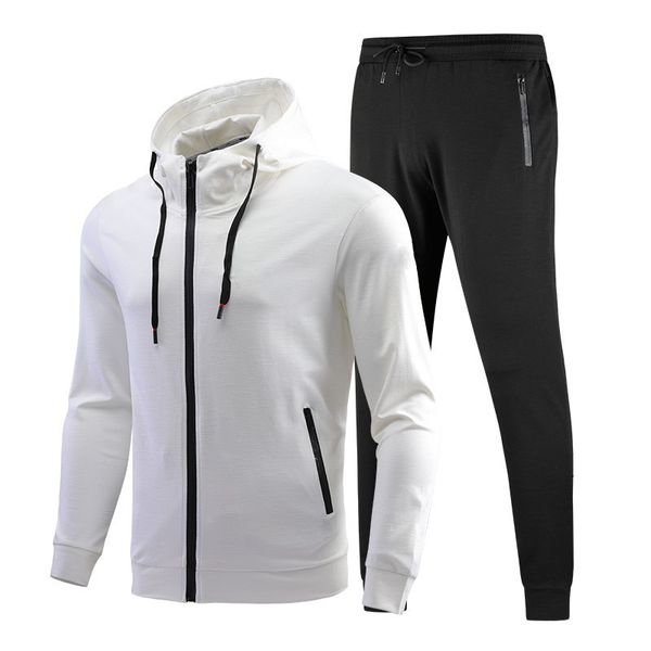 

men's tracksuits sports suit men 2021 spring and autumn casual running sportswear hooded jacket sweater cardigan two-piece, Gray