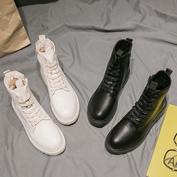 

women ankle girls college wind lace up shoes british style black cool short boots q1104