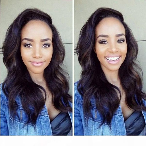 

body wave human hair wig with baby hair glueless full lace wig wavy natural color #1b lace front wig for woman, Black;brown