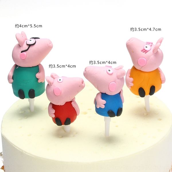

5hjg6 decoration soft pottery three-dimensional decoration cake family cake pig and boys for girls c5nhz