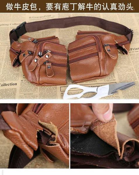 

waist bags 2021 cowhide men's belt bag leather shoulder chest european and american fashion soft fanny pack1