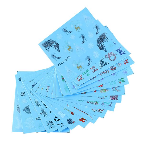 

water set christmas 16pcs design pattern stickers transfer decals sliders manicure nail art decorations lastz1066-1081