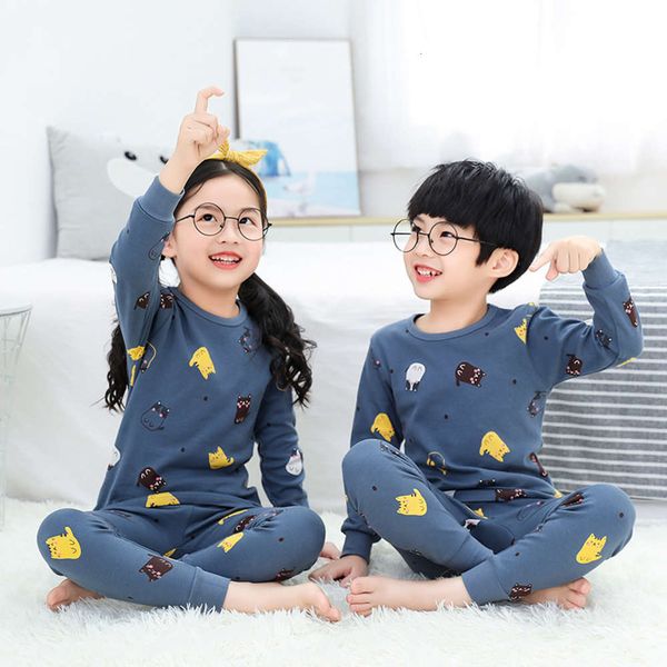 

underwear spring autumn new cotton thin pajamas men's and women's home children's wear set, Blue;red