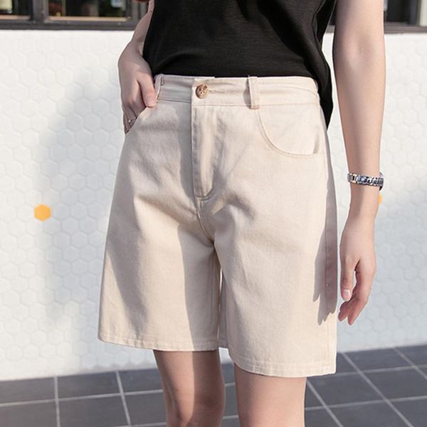 

women summer shorts slacks for women fashion casual trousers high waist lady's loose and comfortable girls' straight shorts#0803, White;black