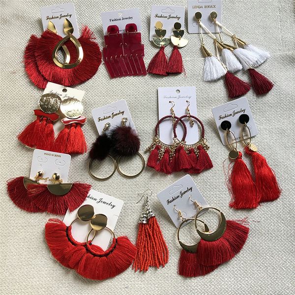 

bohemian tassel earrings colorful fringe layerd dangle hoop earring for women girls gift statement earrings fashion jewelry kimter-k159fa