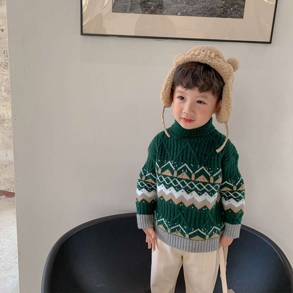 

winter aokids girls' boys' thickened and children's christmas pullover sweater baby's new year cloth fashion klnf, Blue