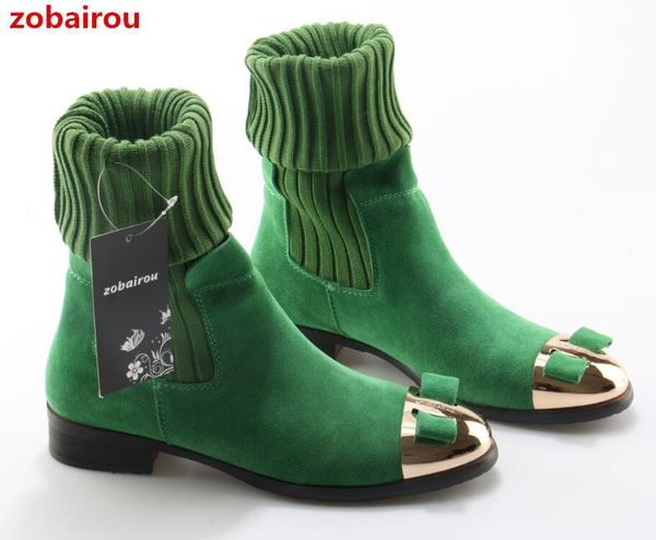 

2020spring winter beauty bowtie stretch knee high boots flats metal decotation long sock boots runway shoes women zapatos mujer1, Black