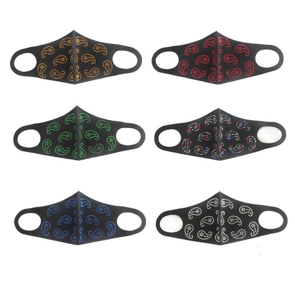 

paisley reusable washable 3d fashion printed protective mask dustproof bling rhinestone face masks cyz2611 400pcs