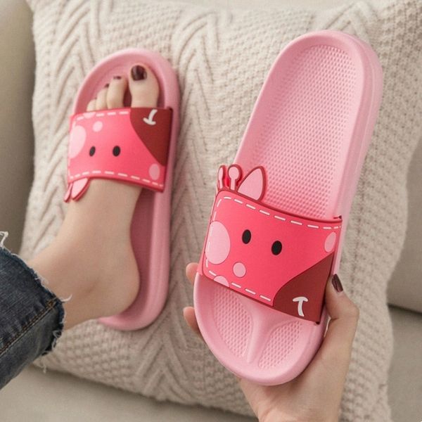 

women house soft slippers cute cartoon animal fretwork bathroom shower slides summer indoor ladies men shoes zapatos de mujer #vg6g, Black