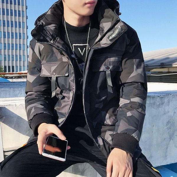 

men's 2020 new autumn and winter thiening camouflage jaet tide brand down tooling cotton padded, Black