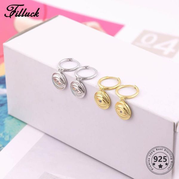 

filluck girls fine jewelry s925 sterling silver earrings demon eye totem pendant earring fashion earrings for women silver 925, Golden;silver