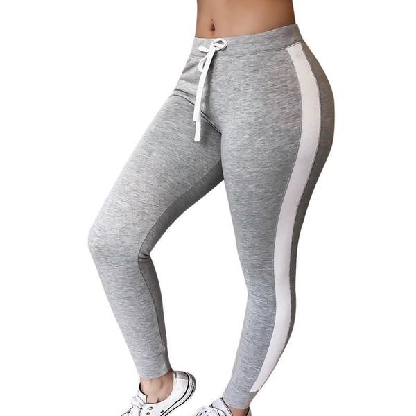 

women fashion slim fitness long pants casual side striped elastic waist gyms leggings jogger sweatpants female trousers, Black