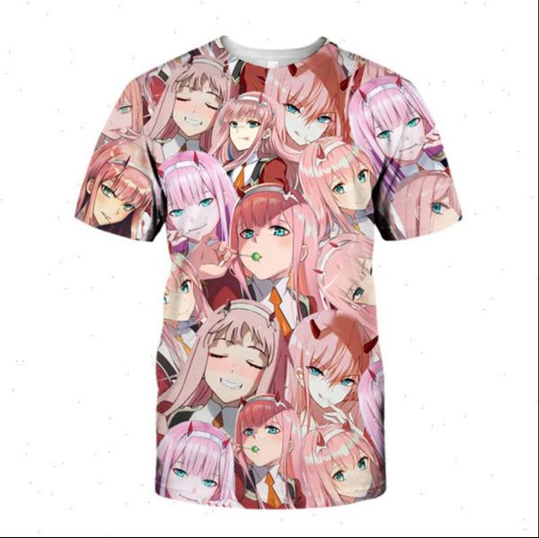 

kawaii anime t shirt hipster funny zero two tshirt women summer streetwear high school girls tee classic top, White