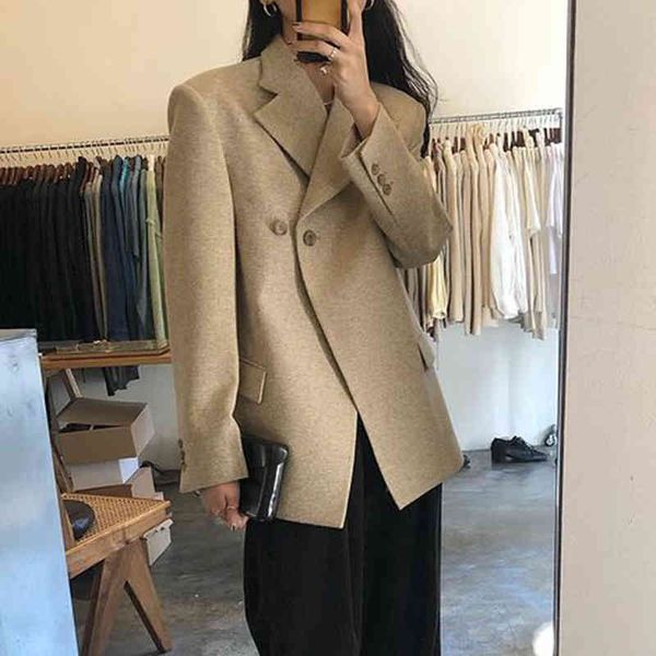 

women's suits & blazers galcaur korean fashion straight casual for women v neck long sleeve single breasted solid blazer female clothin, White;black