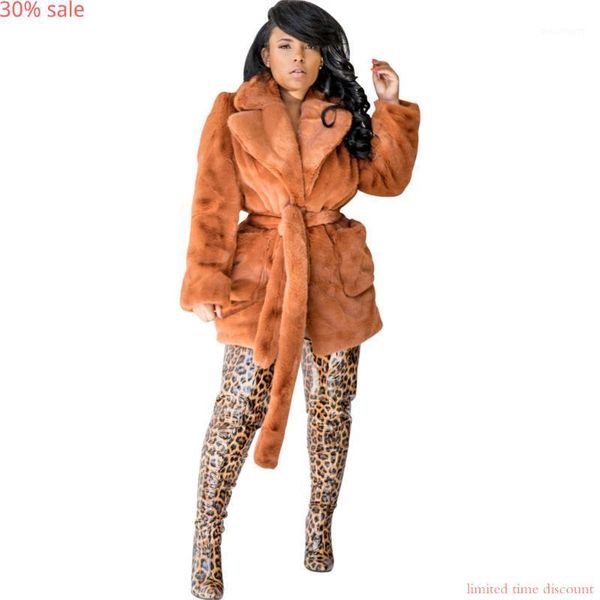 

casual women trendy coats plus size pockets plush overcoat outwear1, Tan;black