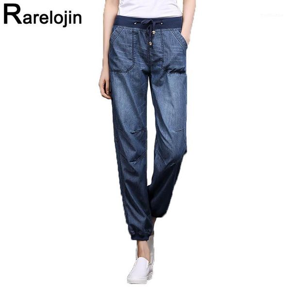

spring summer jeans 2019 new korean fashion women high waist jeans plus size loose thin women hallen pants1, Blue