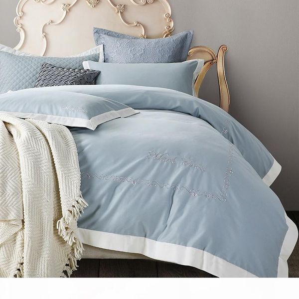 

60s cotton white brown color bedding set oriental embroidered bed set 4pcs king  size bedsheet duvet cover pillow shams