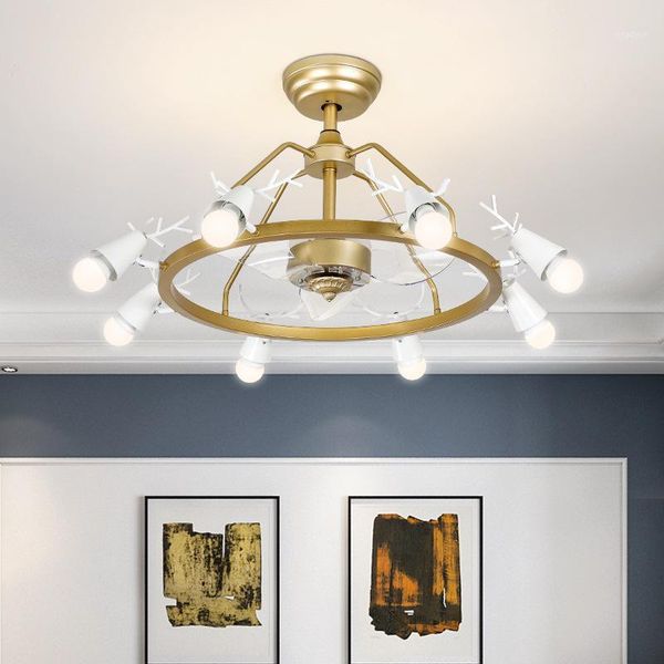 

electric fans nordic modern simple led ceiling fan lamp invisible bedroom living room dining variable frequency1