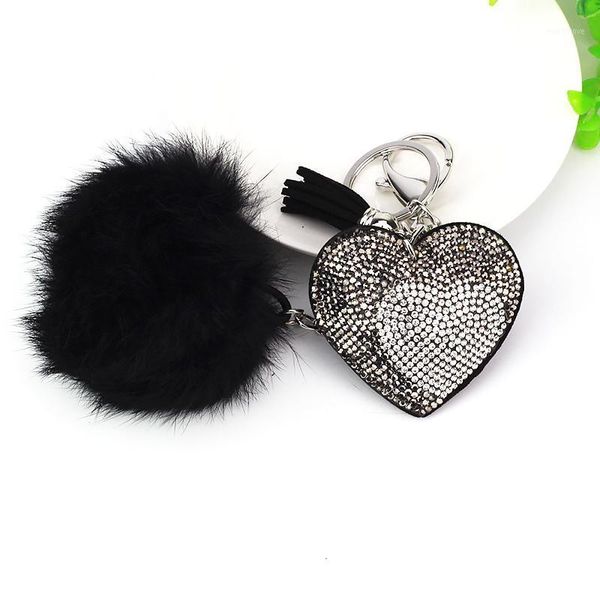 

keychains creative heart keychain faux fur ball key chains fashion bag car rings pendant tassel hanging ornaments jewelry gifts1, Silver