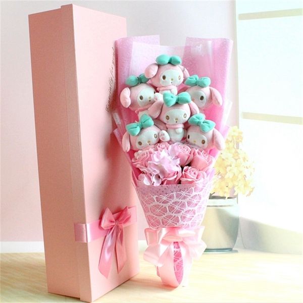 Cartone animato Coniglio Cane Peluche Creativo Bouquet di fiori Decorazione domestica San Valentino Regalo di laurea di Natale 220311