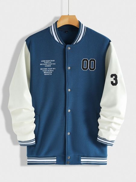 

men slogan graphic two tone bomber jacket v7yt#, Black;brown