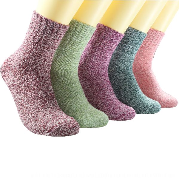 

women's double line wool warm wool woolen woolen socks yuansuo warm women's socks in the middle tube tbejc, Black