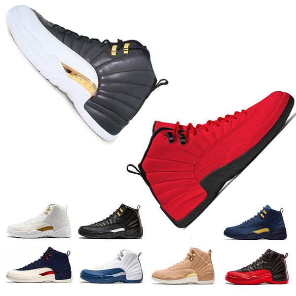 

12s black wholesale white gym red man basketball shoes for men french blue flu game cny sneakers gym red taxi men sports sneaker, White;red