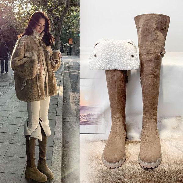 

2020 slim stretch knee high boots platform winter boots women long winter shoes women sock over the knee, Black