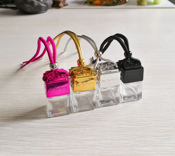 

square glass car perfume empty bottle pendant 8ml hanging car perfume diffuser