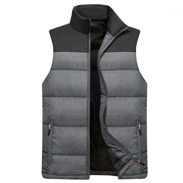 

2018 new mens winter sleeveless jacket and coats men's sleeveless warm down vest homme winter casual coats 4xl thick vest1, Black;white
