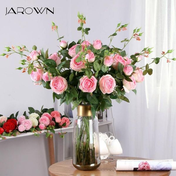 

decorative flowers & wreaths jarown artificial 2 heads rose real touch latex wedding party home flower arrangement decoration fake flores1