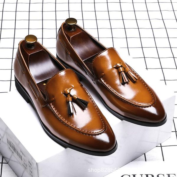 

dress shoes 2021 loafers men leather fashion man formal wedding party shoe oxfords big size british style shoe1, Black