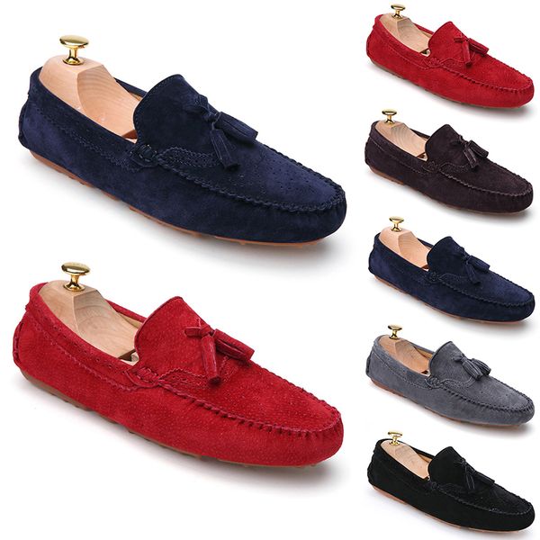 

non-brand men plus cashmere keep warm leather peas shoes black gray red brown blue khaki overshoes casual lazy shoe 38-45