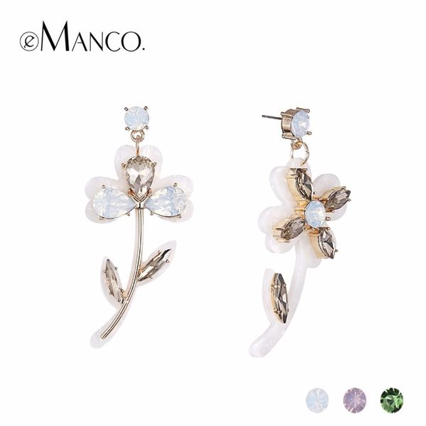 

emanco ladies cute flower crystal earrings for women & girls plant hanging drop earring fashion jewelry summer fashion jewelry y200323, Golden