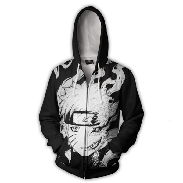 

print hoodie new sweatshirt 3d digital men's naruto kuruma, Gray