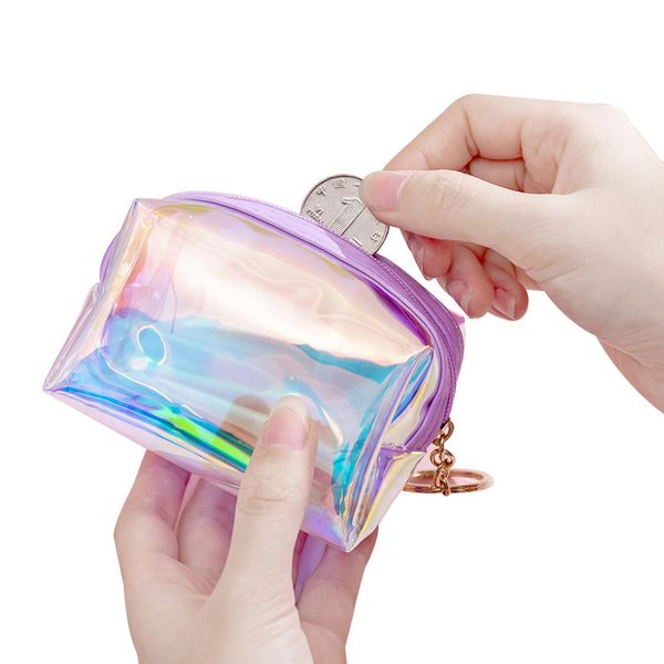 Coréia Creative Ins Menina Kawaii Laser Moeda Bolsa Mini Bonito Portátil Translúcido Dinheiro De Armazenamento Sacos Saco Cosmético Pequeno
