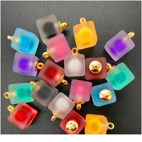 

new diy 8pcs 16mm mini acrylic frosted square beads charm pendant ornaments jewelry making jllxfu, Black