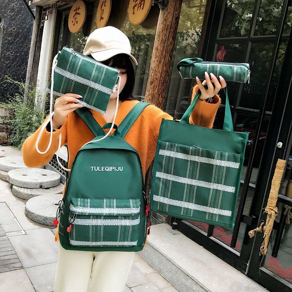 

yk-leik 4pcs/set women backpacks nylon schoolbag for teenagers girls kids school bags student book bag mochilas sac a