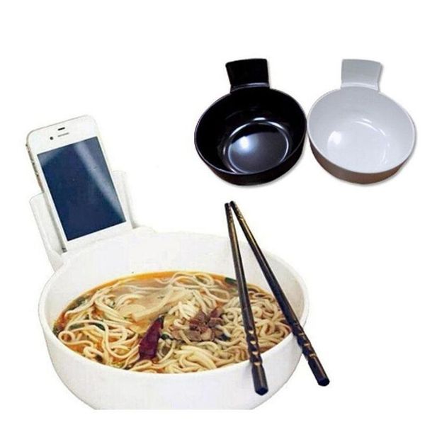 

creative bowl with cell phone holder for mobile phone users white black melamine bowl 2l large size ramen bowls tableware za2668 7e8gu