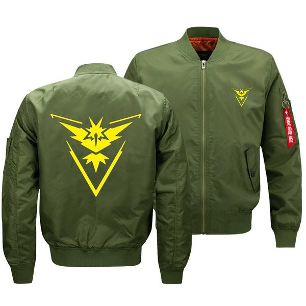 

men's thicken oversize military bomber coat game pocket monster valor mystic team instinct army flying jacket us size, Black