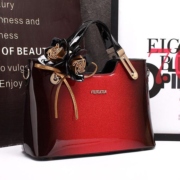

red patent leather handbags floral party bags for women 2020 shoulder crossbody handbag evening hand bags ladies