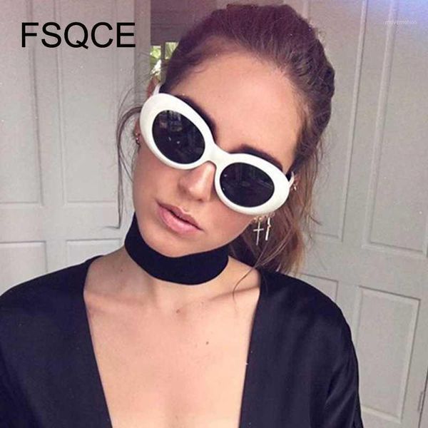

fsqce new brand designer vintage oval sunglasses women retro eyewear round sun glasses female ladies uv4001, White;black
