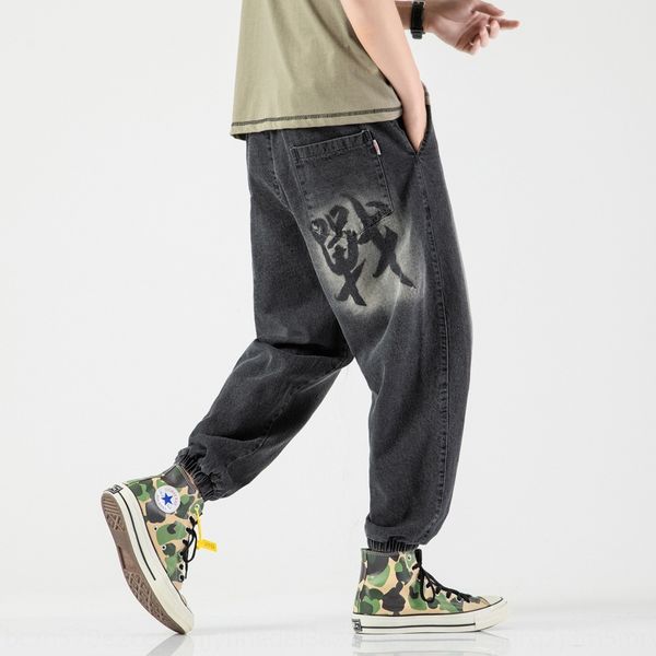 

мужской и сделали старый промытой свободного capris осенью молодежи тенденция небольшой лапка гарем мужского из джинсы и джинсы старые промы, Blue