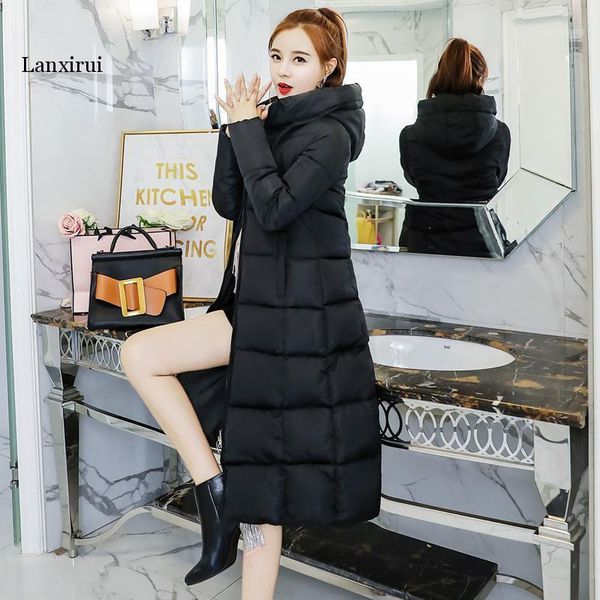 

winter jacket women thick warm female jacket cotton coat parkas long jaqueta feminina inverno hooded coat plus size 4xl1, Black