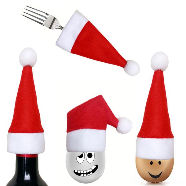

santa claus christmas mini hat indoor dinner spoon forks decorations ornaments xmas craft supply party