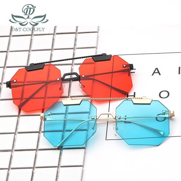 

sunglasses d&t 2021 fashion shield women men color lens alloy metal frame vintage luxury party square uv400, White;black