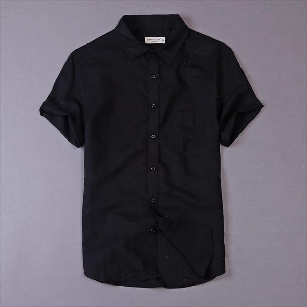 

2021 summer shirt men short sleeve linen men casual business mens shirt brand clothing pure shirts male chemise camiseta, White;black