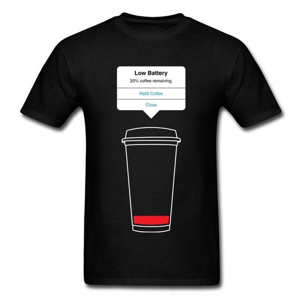 

low battery coffee tshirt men t shirt funny t-shirts cotton clothes father day crewneck faddish hip hop tees black, White;black