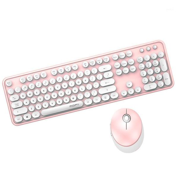 

keyboard mouse combos 2.4g wireless and combo usb cute round punk retro keycap set for notebook deskoffice home1