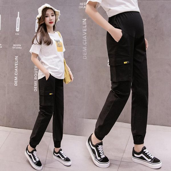

0152# maternity pants spring autumn support abdomen elastic waist belly support pants maternity trousers, White